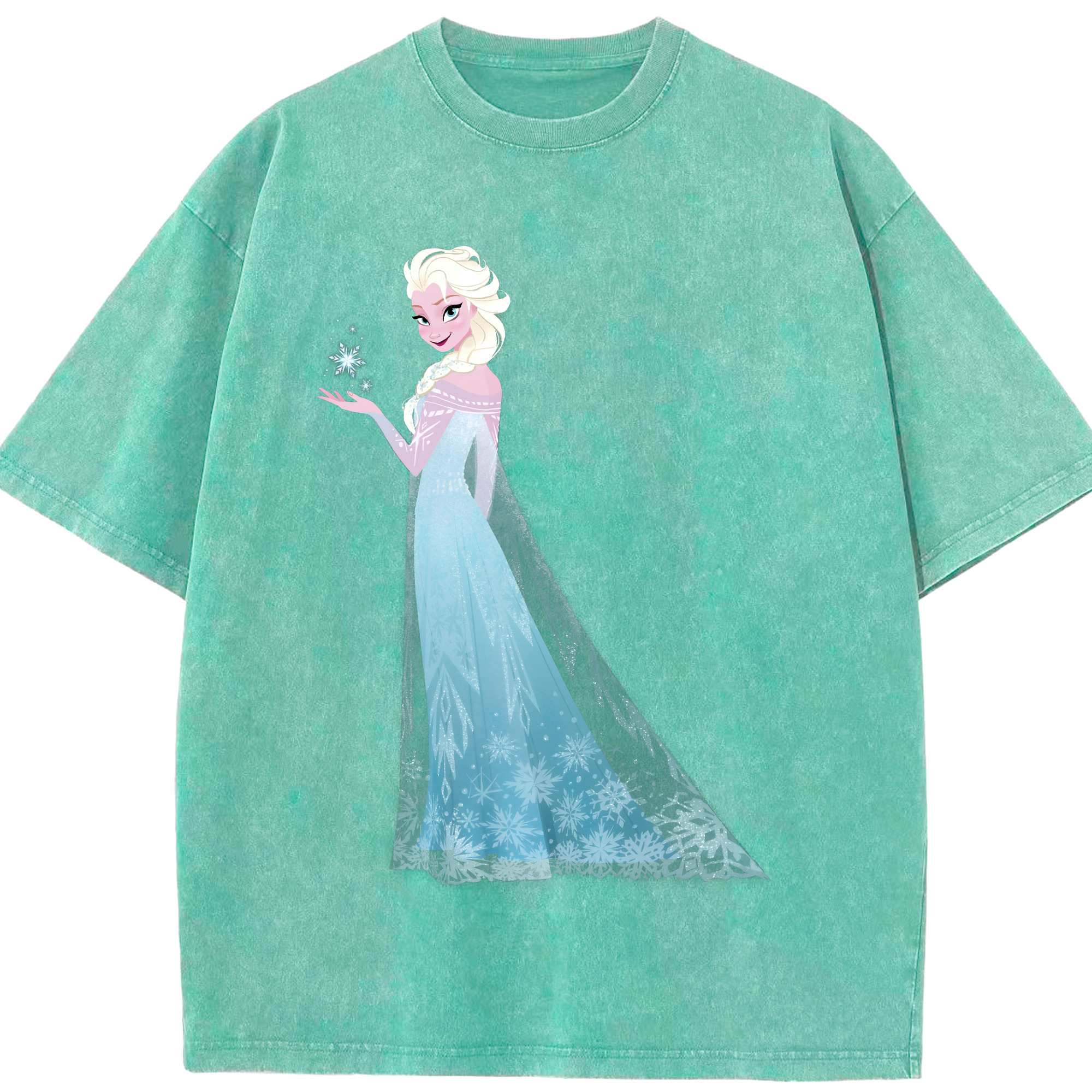 （画像用） アナと雪の女王 アンナ エルサ Frozen Anna Elsa 綿100% ヴィンテージ風 半袖Tシャツ（フロントプリント）